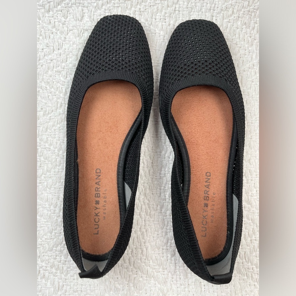 Lucky Brand Women’s Daneric Knit Ballet Flat Slip On-Size: 7M-Color: Black